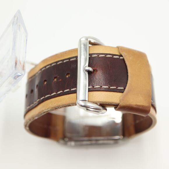 Kenneth Cole Reaction Mens Dual Time Multi Dial Tank Watch 38mm Leather Strap - Picture 11 of 16